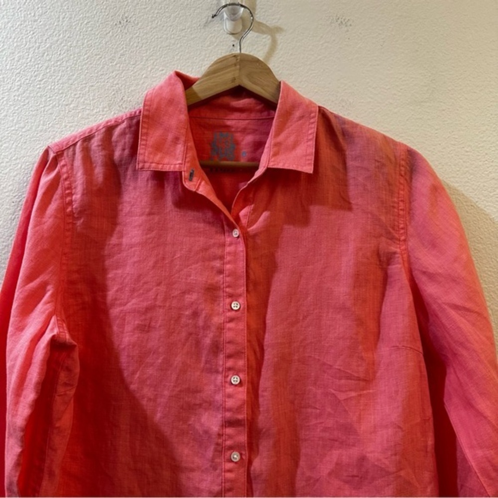 J.McLaughlin Britt Linen Point‎ Collar Long Sleeve Button Front Blouse Size 8 - Picture 3 of 9